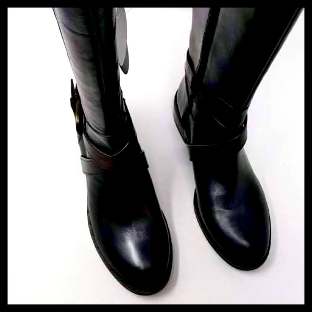 INC International Concepts Leather Closed Toe Knee High Riding Boots Dark Brown - Picture 9 of 10